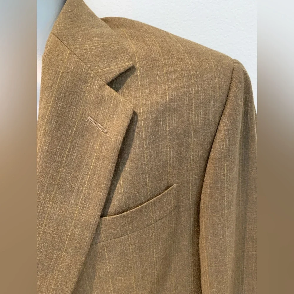 Vintage Donna Karen Men's 100% Wool 44R Classic Italian Suit‎ Jacket Brown